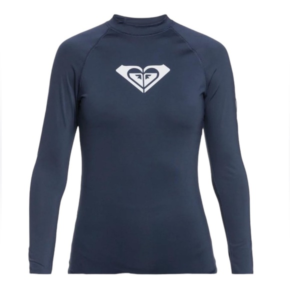 Roxy Whole Hearted Long Sleeve UPF 50 Swim Rashguard Navy Blue Size M NWT - Picture 3 of 13